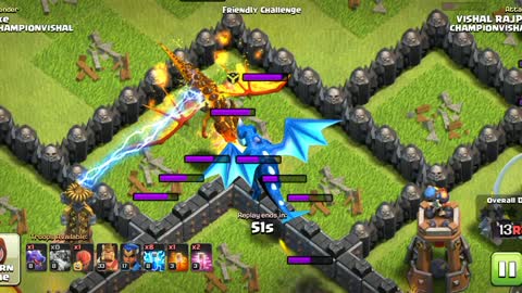 Clash of clans new gold super dragon attack on town hall 9 star 3