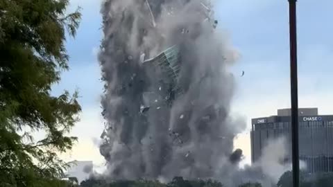 Controlled demolition of a skyscraper by explosion