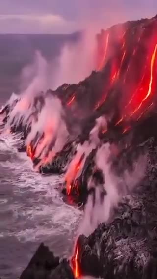 La Palma Lava flowing into the ocean 10-4-2021