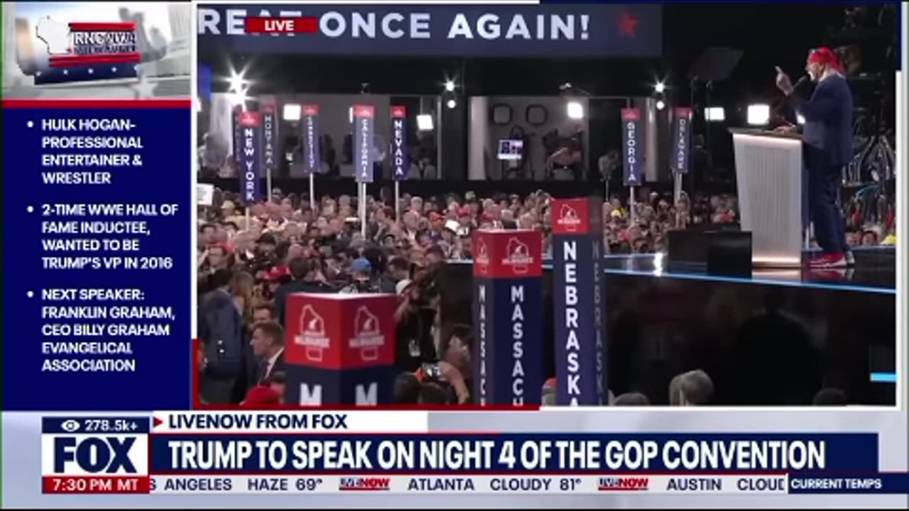 Hulk Hogan at rnc national convention speaks the US president Donald Trump and more 7/20/24
