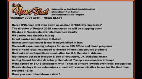 Tuesday July 30, 2024 News Blast