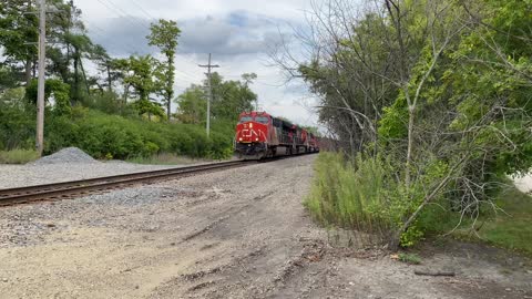 Canadian National Freight Starting Back Up After Waiting At A Red Signal