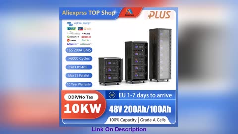 Deal LiFePO4 48V 200Ah 10KW Lithium Battery 51.2V 100