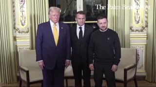 Trump Macron Zelenskyy meeting and handshakes in Paris