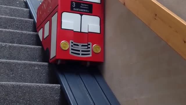 Dog takes the stair lift(bus)