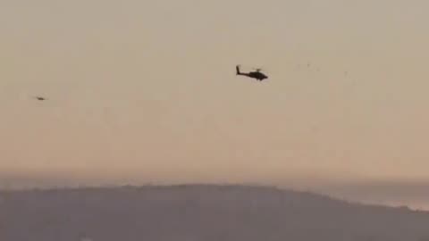 Footage shows an Israeli Apache helicopter failing to intercept a Lebanese drone