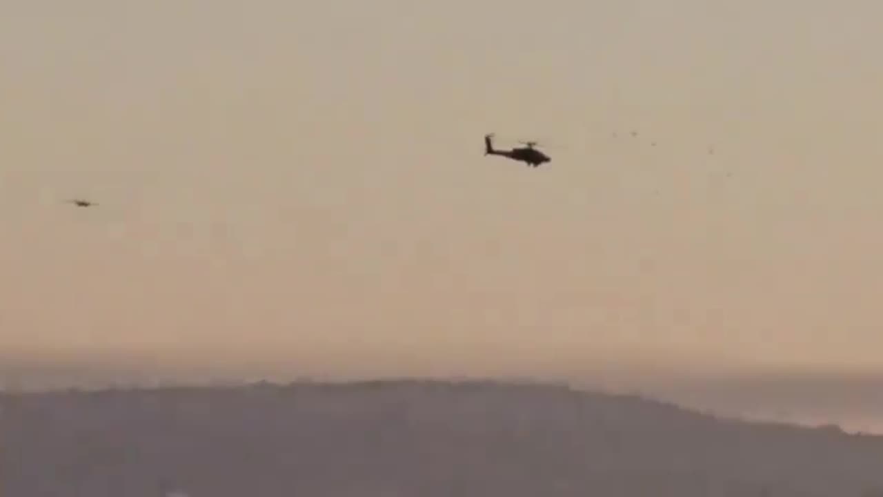 Footage shows an Israeli Apache helicopter failing to intercept a Lebanese drone