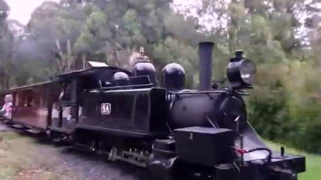 Puffing Billy NA Tank engine 8A Crossing at Emerald, Victoria.