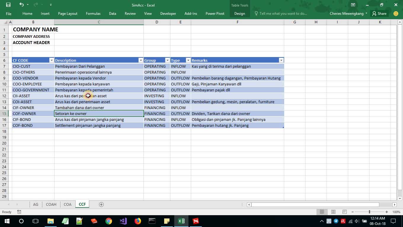 Membuat aplikasi akuntansi berbasis Excel - vid 4 - CCF