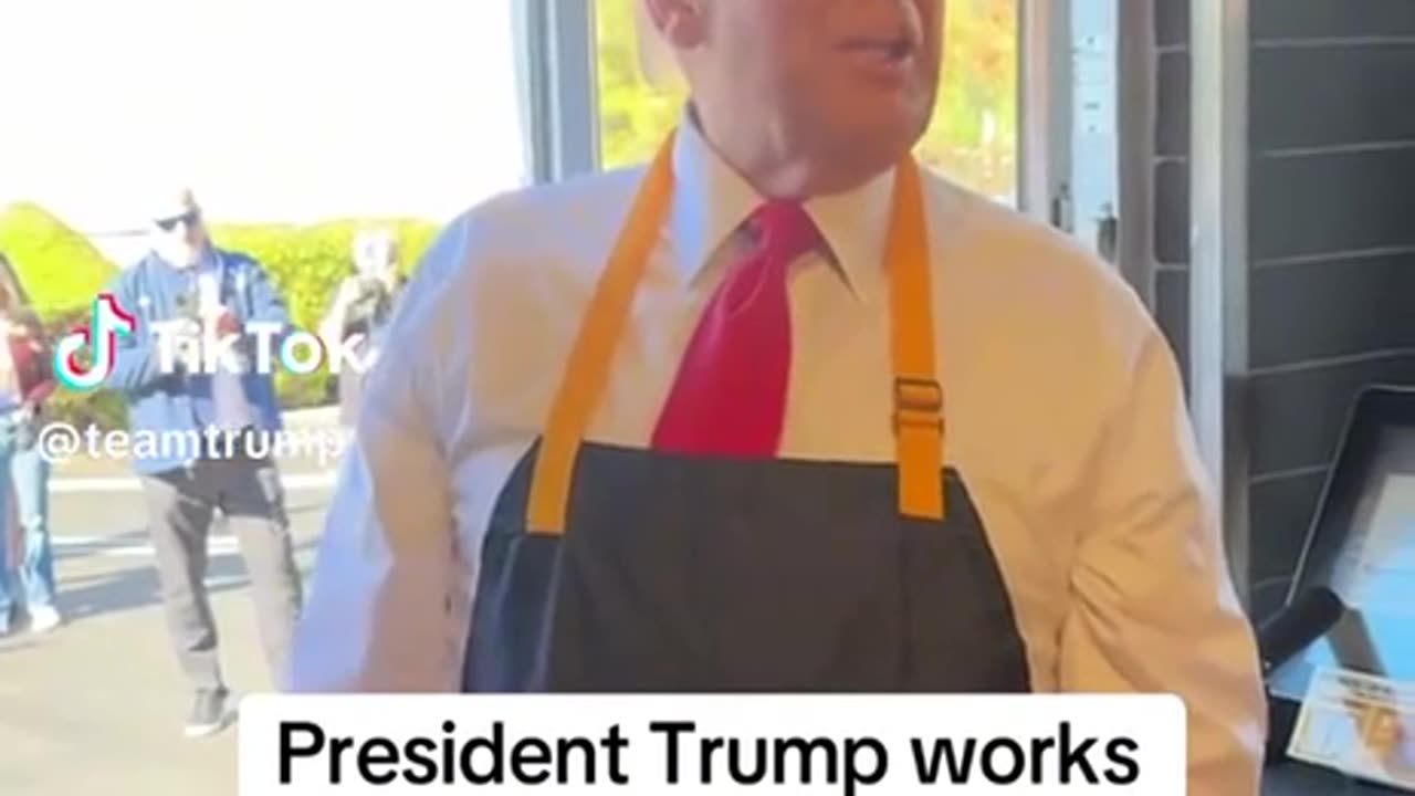 President Trump making them fries and working the drive thru @ McDonald's