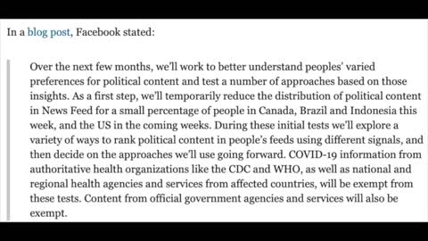 Facebook To Suppress Political Content and Use an "Internal Ranking System"