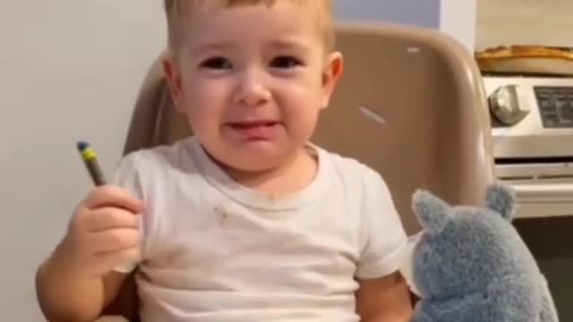 What happens when cute baby was laughing