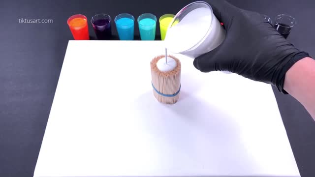 Pour The White Paint Into The Toothpick Pile