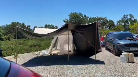 The process of installing Tents in Korea.