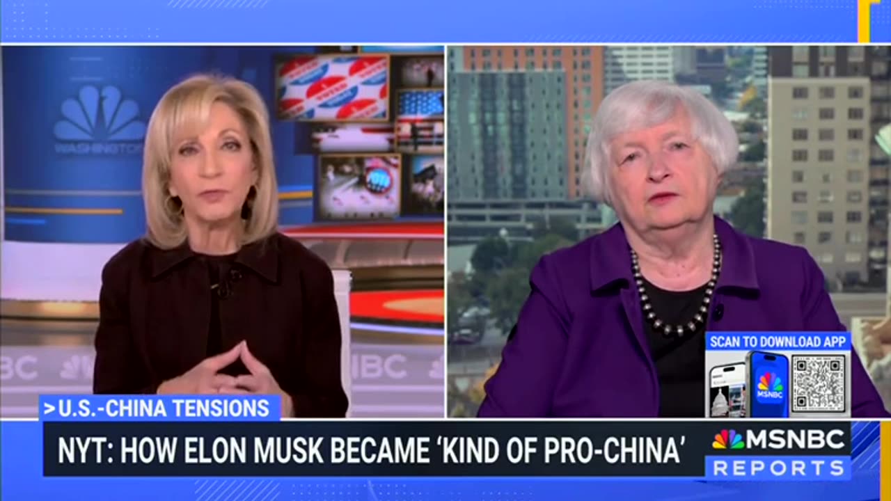 Elon Musk Is A National Security Problem? - MSNBC Loads Question For Janet Yellen