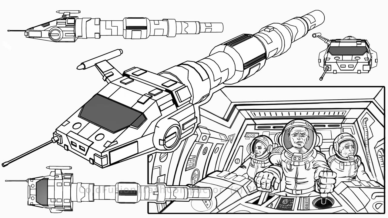 Line Art creation using Blender and 2d Illustration, Sci-fi imagery