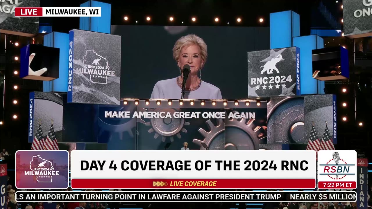 WATCH: Linda McMahon at 2024 RNC in Milwaukee, WI - 7/18/2024