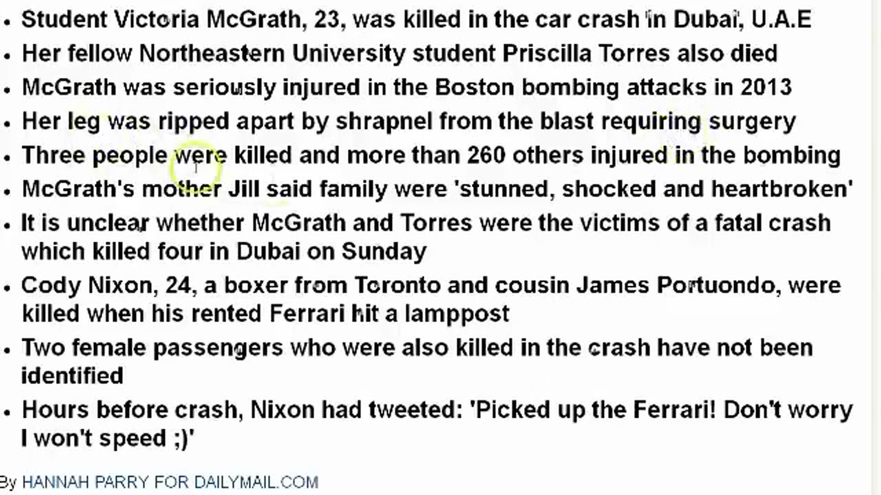 BOSTON SURVIVOR (FRAUD) KILLED IN CAR CRASH