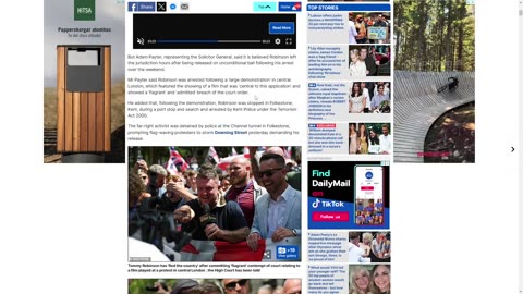 TOMMY ROBINSON DIDN'T SHOW UP TO COURT, This Is After He Was Charged Under Terrorism Act 2000