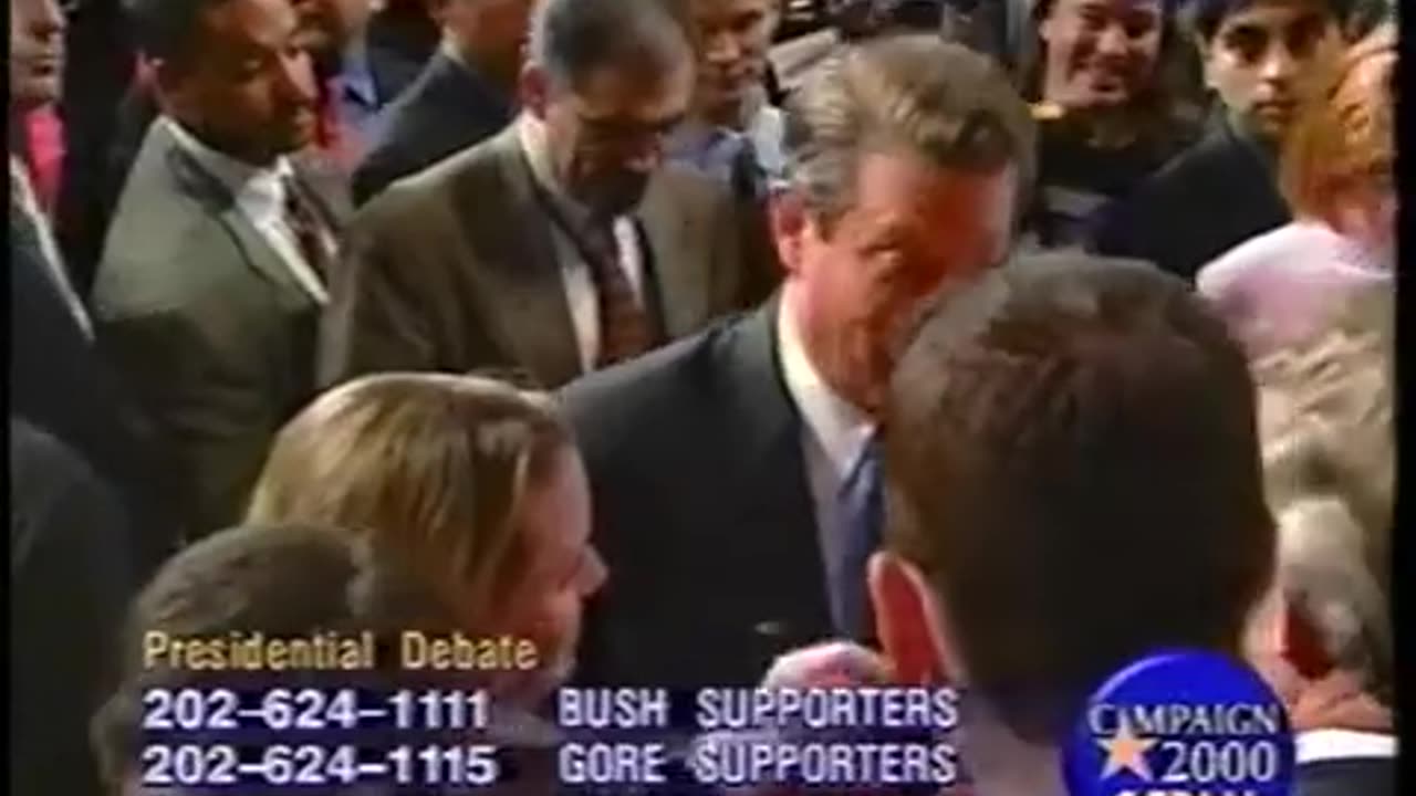 October 11, 2000 - Presidential Candidates Gore & Bush Work the Room After Debate