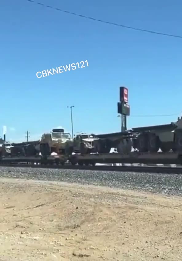 Military equipment heading into California.