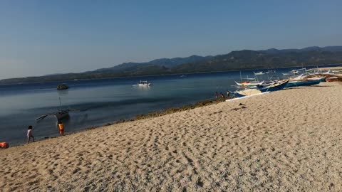 Vacation in white sand island beach Philippines