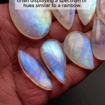 Special Rainbow Moonstone A Quality Gemstone Flat Cabochon at GemstonesForSale