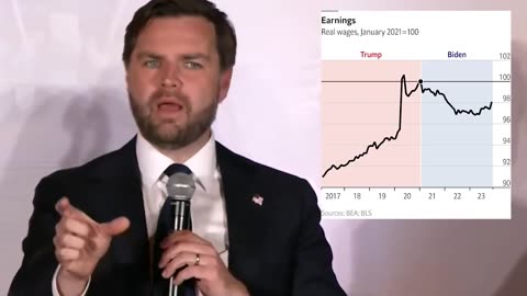 JD: "Under Trump, pay rose, inflation dropped, the border was secure, and global peace increased."