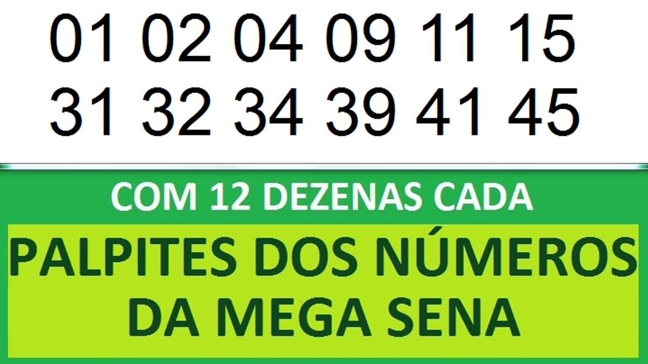 PALPITES DOS NÚMEROS DA MEGA SENA COM 12 DEZENAS lm ln lo lp lq lr ls lt lu lv lw lx