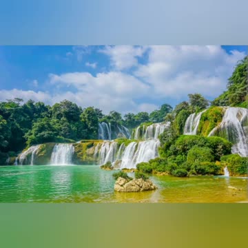 Nature beauty image with beautiful waterfall and cloud view