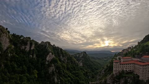 Aizkorri-Aratz Natural Park Time-Lapse: Sunset Over Arantzazu and Sanctuary