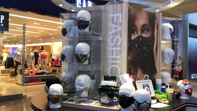 Flamboyant Face Masks in Las Vegas Fashion Show Mall