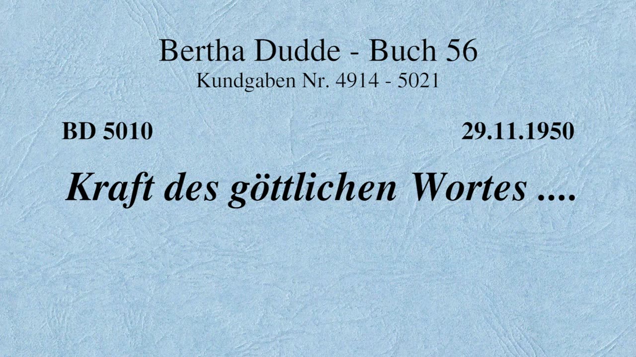 BD 5010 - KRAFT DES GÖTTLICHEN WORTES ....