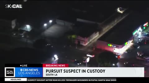 Pedestrian struck while pursuit suspect speeds down South Los Angeles street