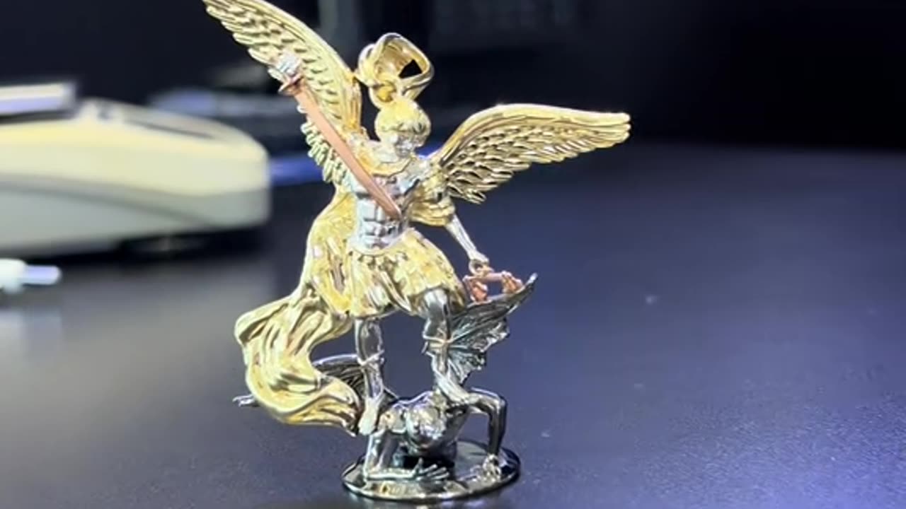 Real Gold Fully 3D Saint Michael Pendant