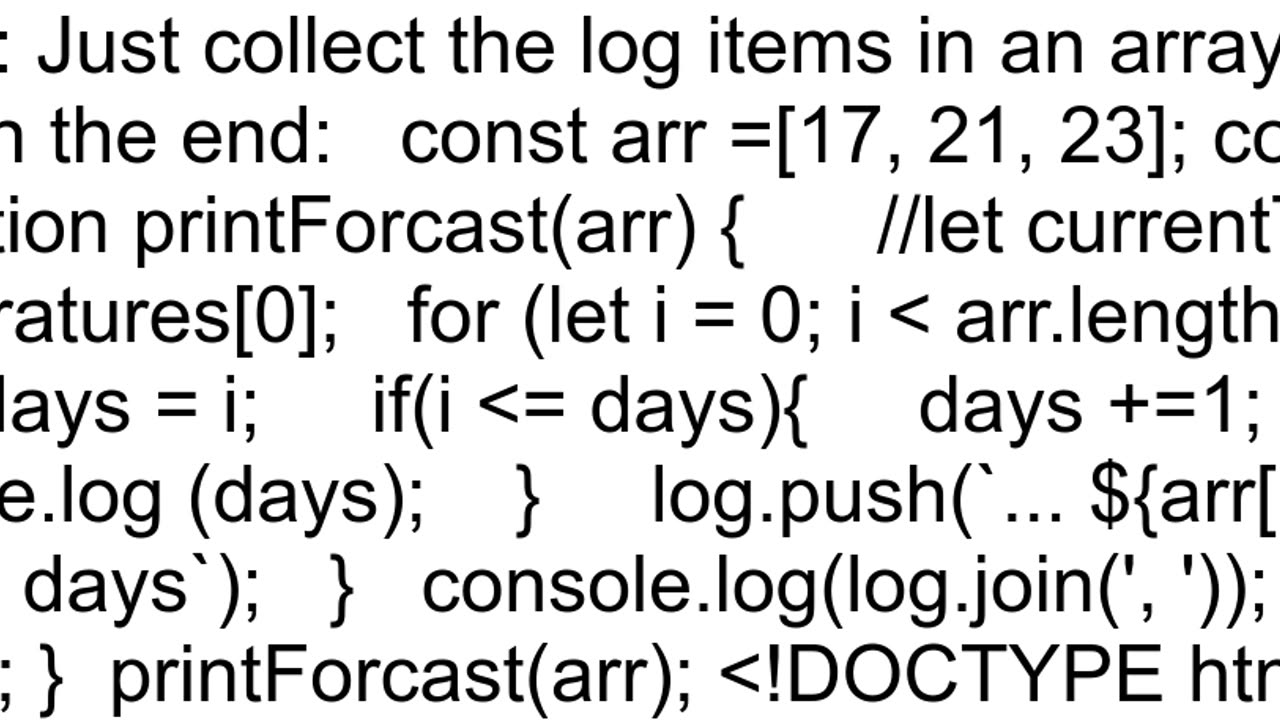 How to print the result from a loop in one line on the console in Javascript