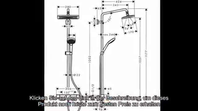 hansgrohe wassersparendes Duschsystem Croma E Regendusche (Duschkopf, Duschkopf, Duschstange