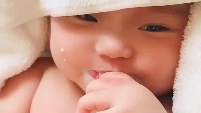 Cute baby loving