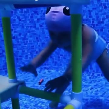 Funny baby is flying