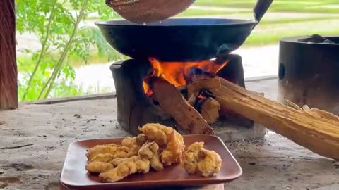 Harvesting bagongon (horn shell) from a pond and preparing a tasty meal