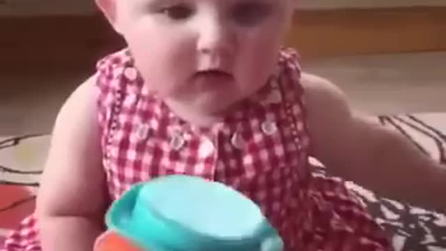 Cute baby scared from toy 😳🥰😅🤣😂
