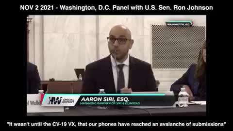 Aaron Siri - Attorney testifies to the "avalanche" of CV VX cases