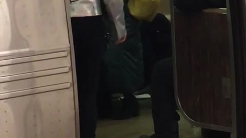 Guy silver jacket dont fucking touch me