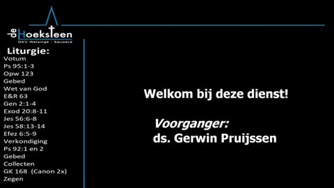 Kerkdienst met verkondiging over Genesis 2,1-14, Exodus 20,8-11 'de Sabbat' deel 1.