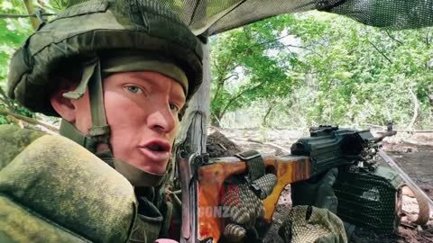 Ukraine War - One of the machine gunners who is on duty directly on the line of combat