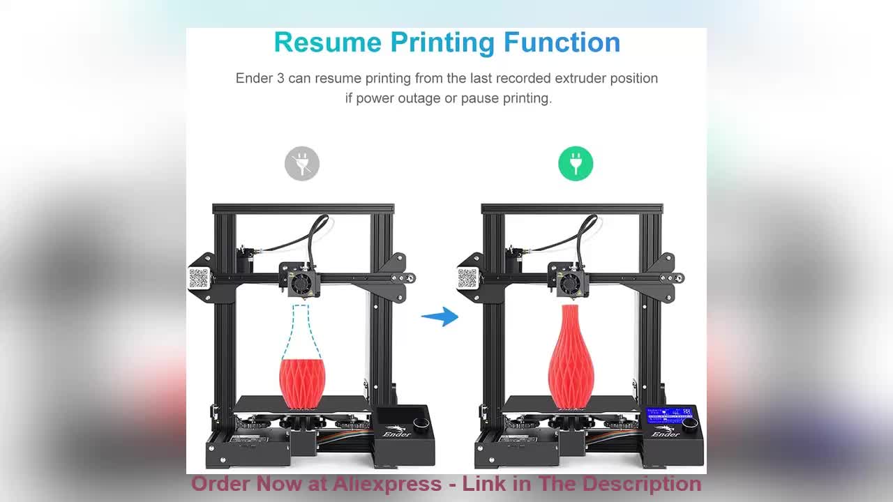 ❄️ CREALITY Official Ender-3 / Ender-3 V2 / Ender-3 S1 3D Printer with Resume Printing UL Certified