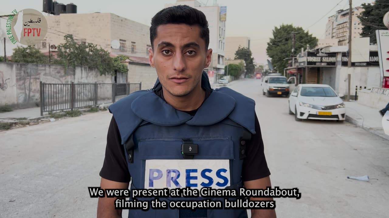 (EXCLUSIVE) Journalists shot at & pursued by Zionist D9 bulldozer in Jenin, Sep 2, 2024.