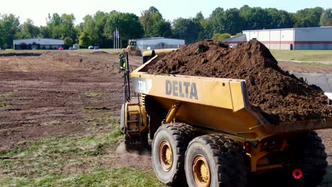 Heavy Equipment Moving Dirt 4K Drone Footage