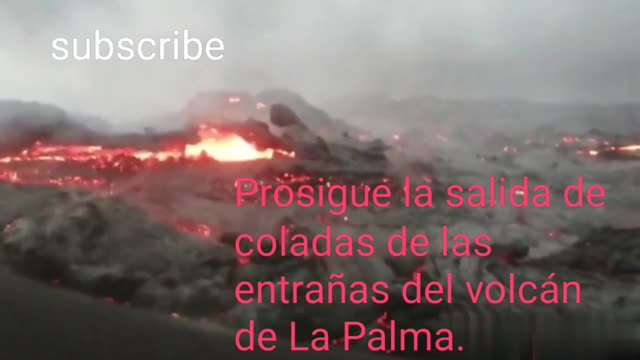 Prosigue la salida de coladas de las entrañas del volcán de La Palma