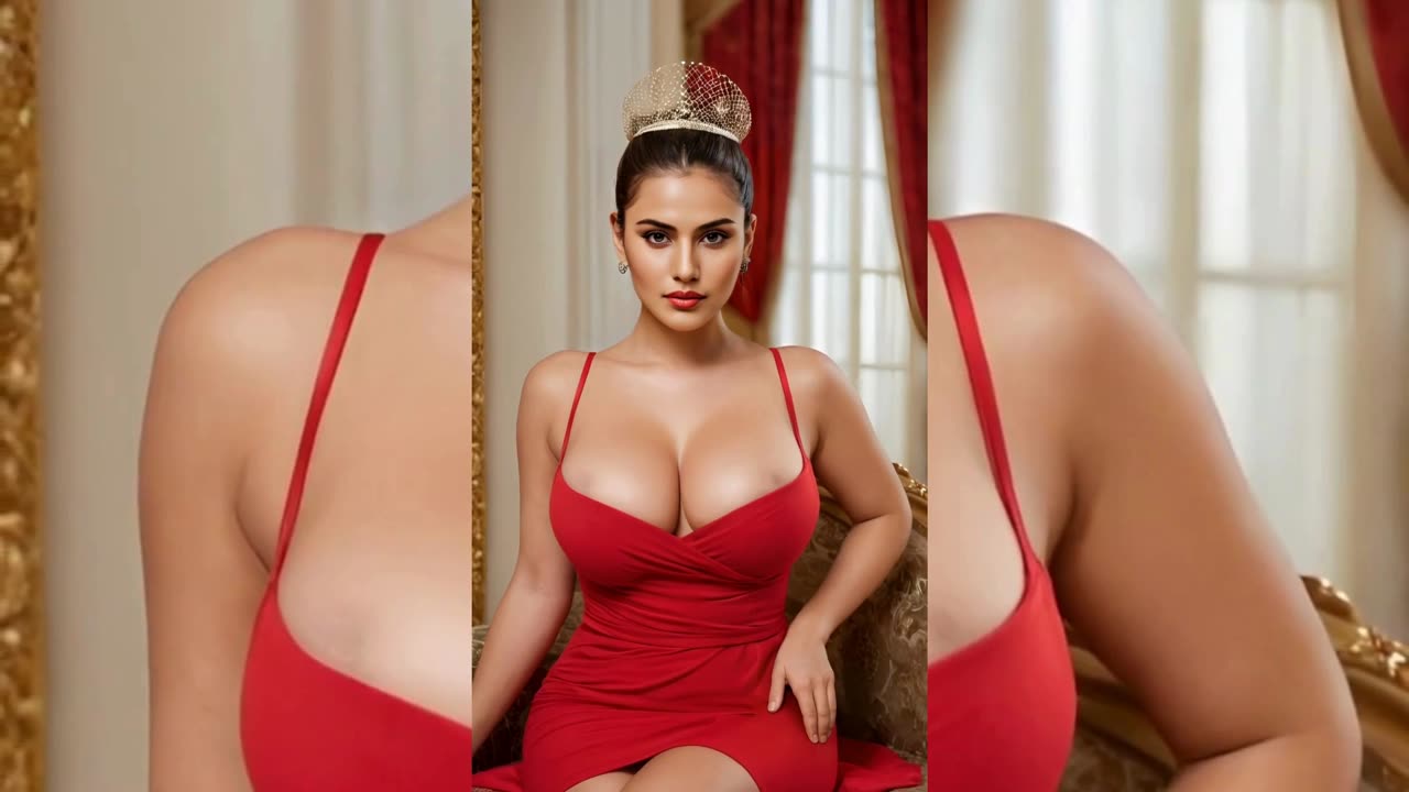 [4K] AI ART Indian Lookbook Model AI Art Video Red Dress